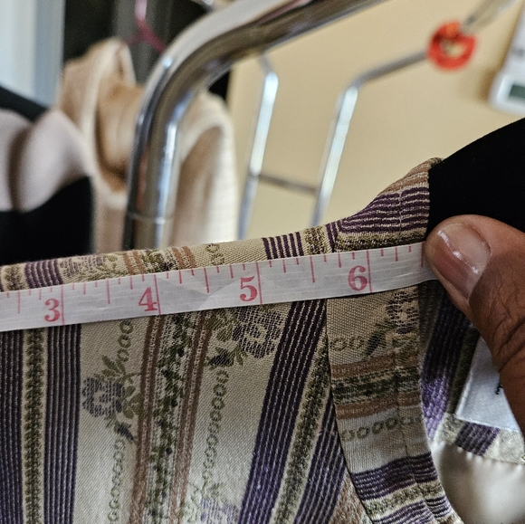 Vtg Rena Rowan Womens Silk Blend Blazer Jacket Gold Purple Floral Print Plus - Picture 14 of 14